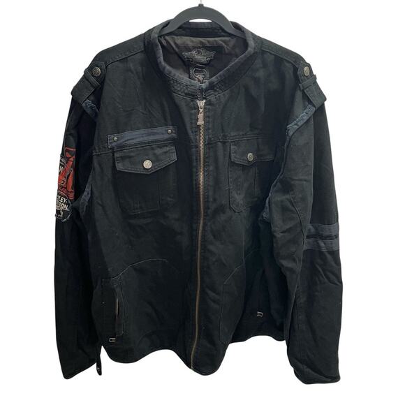 Harley Davidson Men's 3XL Riding Jacket Black Cotton Grunge Utility Biker